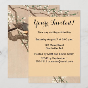 Invitation Japonais Asiatique Koson Bird Chickadee Songbird