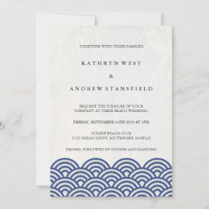 Invitation Japonais Seigaiha Vave Elégant Mariage Plage