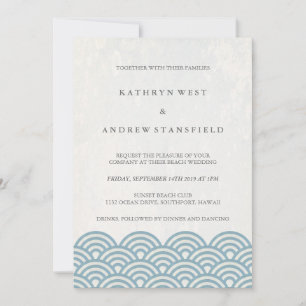 Invitation Japonais Seigaiha Vave Elégant Mariage Plage