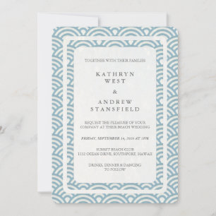 Invitation Japonais Seigaiha Vave Elégant Mariage Plage