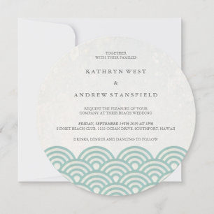 Invitation Japonais Seigaiha Vave Elégant Mariage Plage