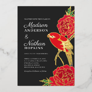 Invitation japonaise Ito Jakuchu Mariage Foil