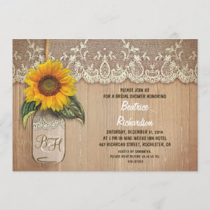 Invitation jar de tournesol rustique