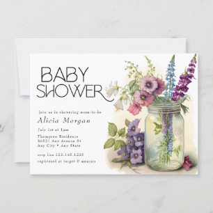 Invitation Jardin anglais   Baby shower Fleurs de chalets
