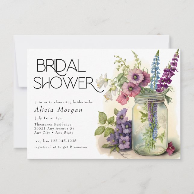 Invitation Jardin anglais | Fête des mariées Fleurs de chalet (Devant)