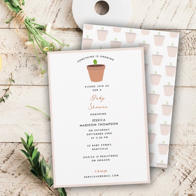 Invitation Jardin Baby shower thème de fête (Gardening Garden Baby Shower Party Theme Invitation)