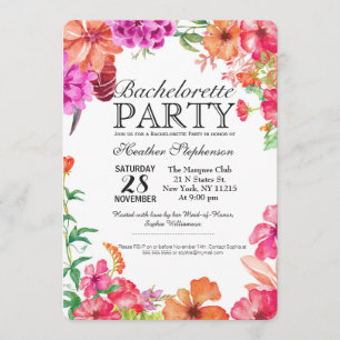 Invitation Jardin Bacheloro Jardin Aquarelle rose-orange