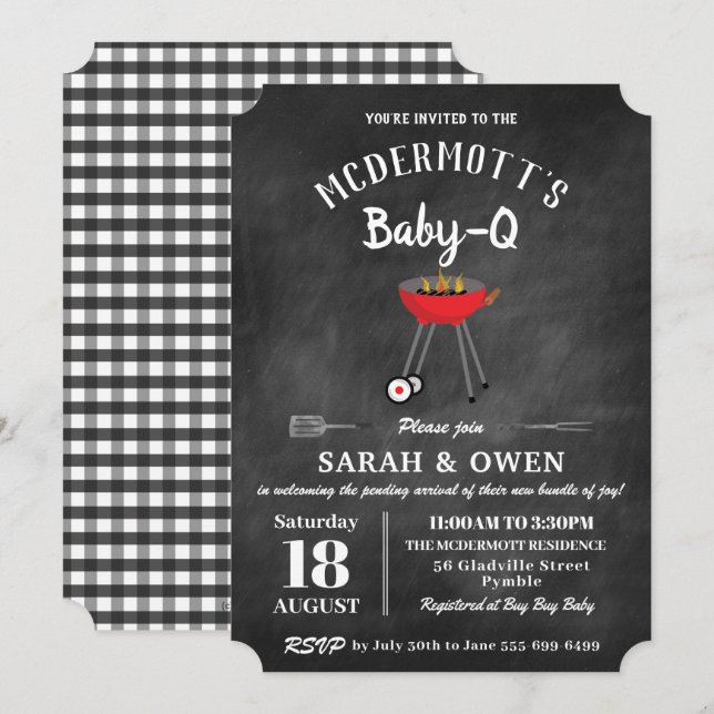 Invitation Jardin Barbecue Baby-Q Baby shower À Barbecue Dans (Devant / Derrière)