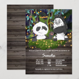 Invitation Jardin bébé zèbre panda ours vigne lumières verdur