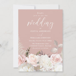 Invitation Jardin Blush & Blanc Floral Mauve Mariage