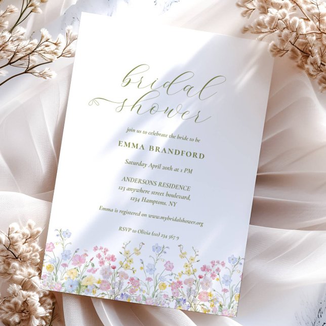 Invitation Jardin bohème de fleurs sauvages pour une baby sho (Créateur téléchargé)