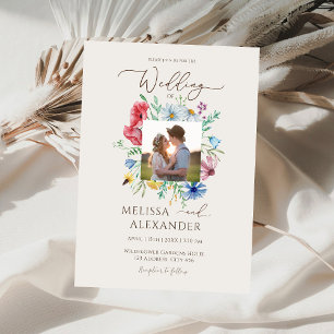Invitation Jardin bohème fleur sauvage photo florale beige ma