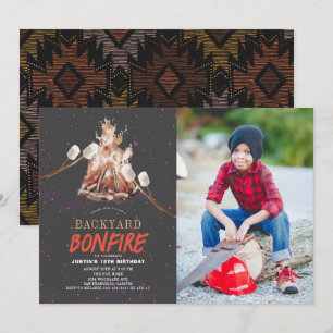 Invitation Jardin Bonfire Camping S'mores Photo Anniversaire
