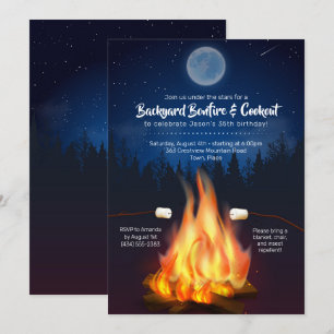 Invitation Jardin Bonfire Cooker Birthday BQ Party