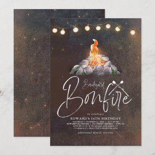 Invitation Jardin Bonfire fête d'anniversaire Modern Elegant 