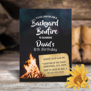 Invitation Jardin Bonfire Under Stars Camping Anniversaire