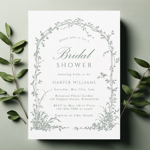 Invitation Jardin Botanique Arc en Vert Sauge pour la Mariée