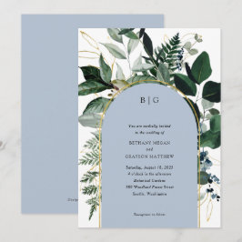Invitation Jardin botanique bleu Dusty moderne mariage tendan