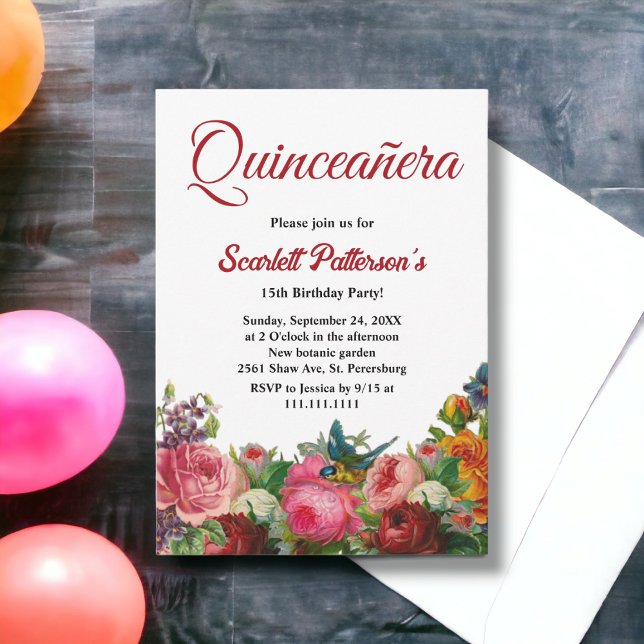 Invitation Jardin botanique Élégant Quinceanera Floral été (Créateur téléchargé)