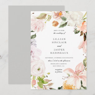 Invitation Jardin Botanique Floral Oval Frame Mariage