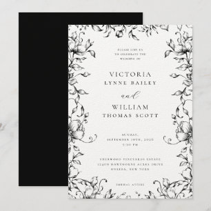 Invitation Jardin botanique noir Mariage floral