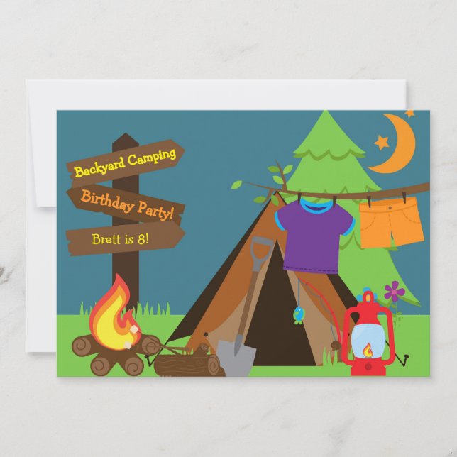 Invitation Jardin Camping Campout Sleepover Anniversaire Invi (Devant)