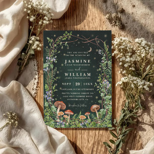 Invitation Jardin Champignon Élégant Mariage Moderne Code QR