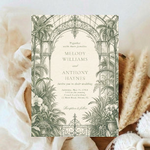Invitation Jardin d'aquarelle verte art Porte Mariage