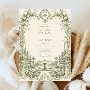 Invitation Jardin d'aquarelle verte art Porte Mariage