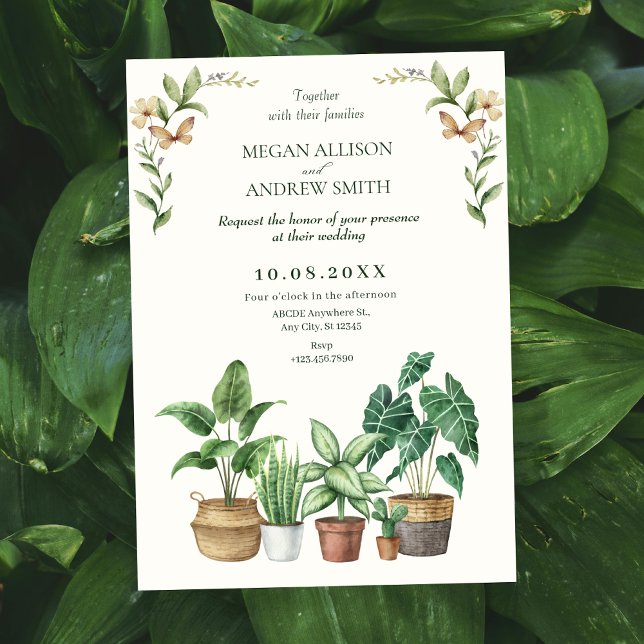 Invitation Jardin d'aquarelle verte mariage plante (Créateur téléchargé)