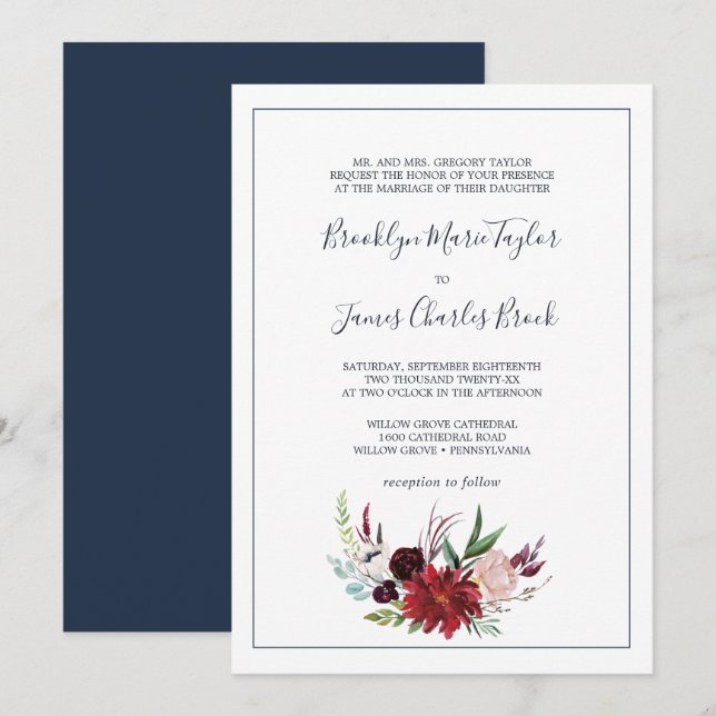 Invitation Jardin d'automne | Mariage officiel de Bourgogne (Devant / Derrière)