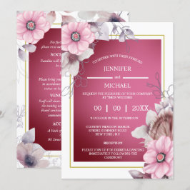 Invitation Jardin de campagne à fleurs rose blanc chic
