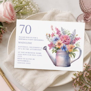 Invitation Jardin de campagne Arrosoir Floral 70e Anniversair