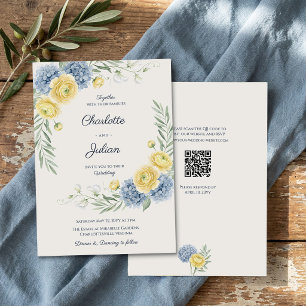 Invitation Jardin de campagne français Mariage bleu Hydrangea