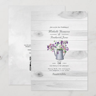 Invitation Jardin de campagne rustique Floral Code QR RSVP Ma