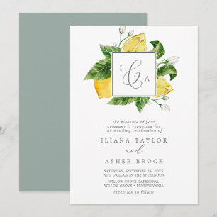 Invitation Jardin de citron moderne Mariage de monogramme off