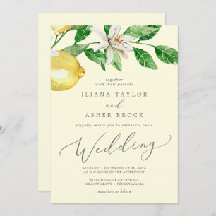 Invitation Jardin de citron moderne   Mariage jaune