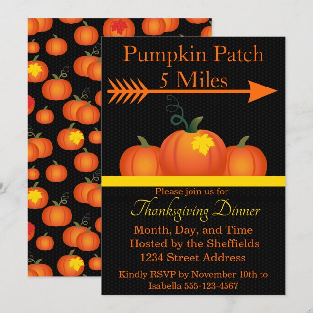 Invitation Jardin de citrouilles (Devant / Derrière)