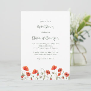 Invitation Jardin de coquelicots rouges Fête de mariage Flora