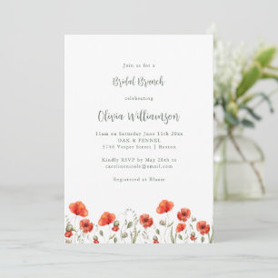 Invitation Jardin de coquelicots rouges Floral Brunch de mari