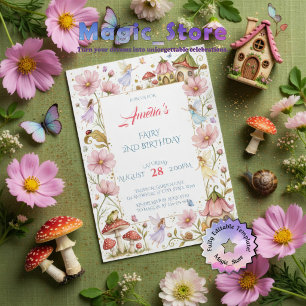 Invitation Jardin de Fées Fantaisiste Fleur Aquarelle Anniver