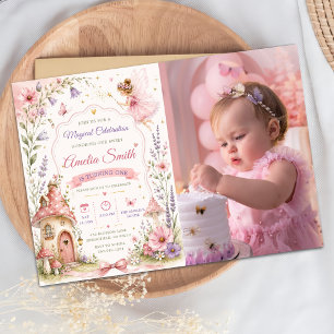 Invitation Jardin de Fées Filles Florales Fête d'anniversaire
