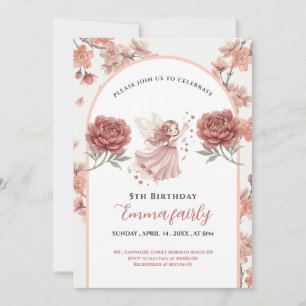 Invitation Jardin de fées Magique de fleurs sauvages 5ème ann