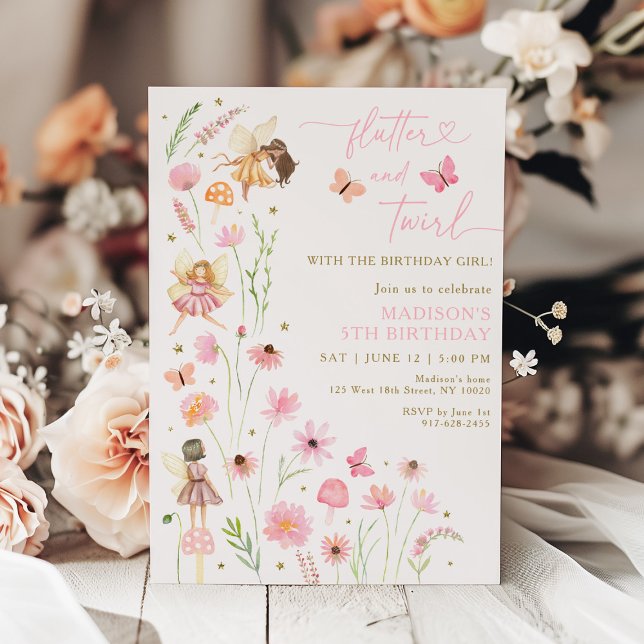 Invitation Jardin de fées magique Floral Anniversaire (Créateur téléchargé)