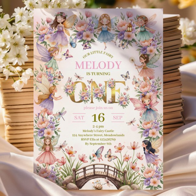 Invitation Jardin de fées Whimsical 1er anniversaire Invitati (Créateur téléchargé)