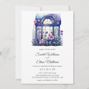 Invitation Jardin de fenêtre de cottage à fleurs violettes po