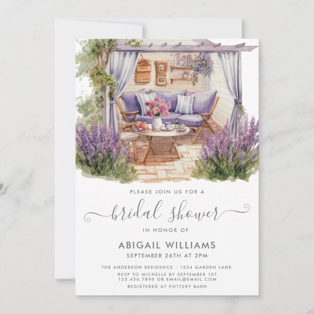 Invitation Jardin de fête Pique-nique Lavande Fête des mariée (Devant)
