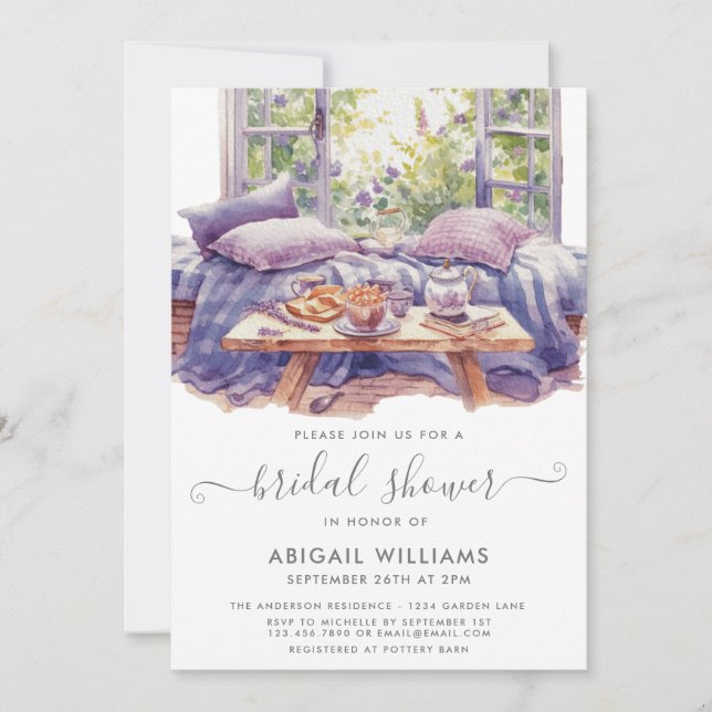 Invitation Jardin de fête Pique-nique Lavande Fête des mariée (Devant)