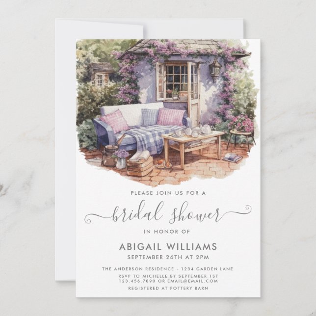 Invitation Jardin de fête Pique-nique Lavande Fête des mariée (Devant)