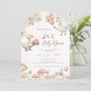 Invitation Jardin de fleurs d'oie soie Champignons 1er annive